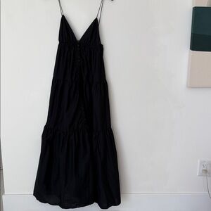 Matteau Black tiered spaghetti-strap maxi dress